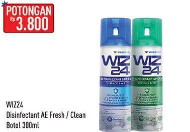 Promo Harga WIZ 24 Disinfectant Spray Surface & Air Fresh, Clean 300 ml - Hypermart