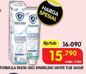 Promo Harga Formula Pasta Gigi Sparkling White 160 gr - Superindo