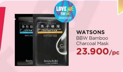 Promo Harga WATSONS Beauty Buffet Firming Multipeptides Bamboo Charcoal Fiber Black Mask  - Watsons