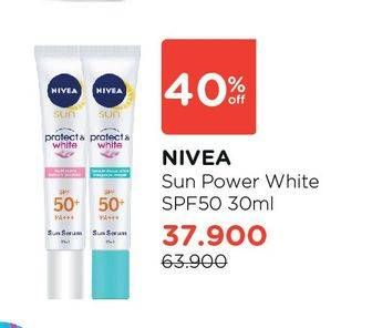 Promo Harga NIVEA Sun Face Serum Protect & White SPF 50+ 30 ml - Watsons