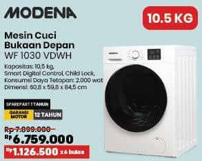Promo Harga Modena WF 1030 VDWH | Mesin Cuci Bukaan Depan  - COURTS