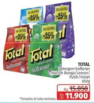 Promo Harga TOTAL Detergent Softener Harum Bunga, Harum Lemon, Putih, Violet Breeze 650 gr - Lotte Grosir