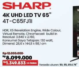 Promo Harga Sharp 4T-C65FJ1I | 65 Inch 4K Frameless Google TV  - COURTS