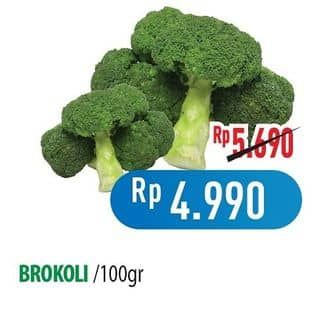 Brokoli per 100 gr Diskon 12%, Harga Promo Rp4.990, Harga Normal Rp5.690