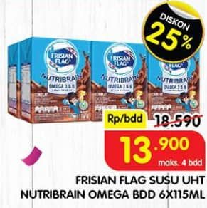 Promo Harga Frisian Flag Susu Cair UHT Nutribrain per 6 tpk 115 ml - Superindo