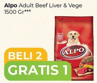 Promo Harga ALPO Makanan Anjing Adult Beef, Liver Vegetable 1500 gr - Carrefour
