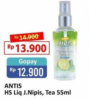 Promo Harga ANTIS Hand Sanitizer Jeruk Nipis, Jasmine Tea 55 ml - Alfamart