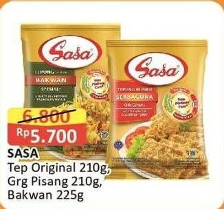Promo Harga Sasa Tepung Bumbu Serbaguna Original, Pisang Goreng Vanilla, Bakwan Spesial 210 gr - Alfamart