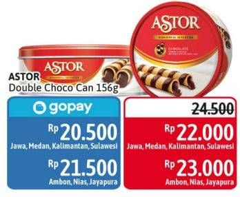 Promo Harga ASTOR Wafer Roll Double Chocolate 150 gr - Alfamidi