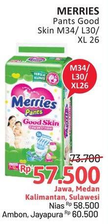 Promo Harga Merries Pants Good Skin M34, L30, XL26 26 pcs - Alfamidi