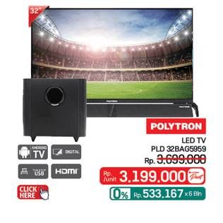 Promo Harga Polytron PLD 32BAG5959 | 4K SMART LED TV 32 INCH  - LotteMart