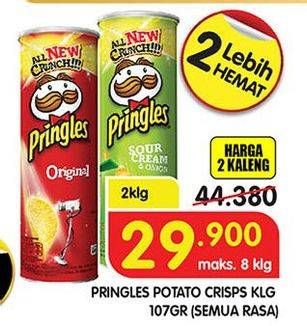 Promo Harga PRINGLES Potato Crisps per 2 kaleng 107 gr - Superindo