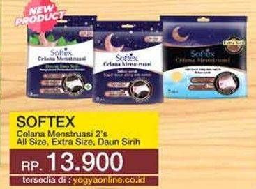 Promo Harga Softex Celana Menstruasi All Size, All Size Daun Sirih, Extra Size 2 pcs - Yogya