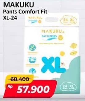 Promo Harga Makuku Comfort Fit Diapers Pants XL24 24 pcs - Alfamart