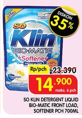 Promo Harga So Klin Biomatic Liquid Detergent +Softener Front Load, Front Load 700 ml - Superindo