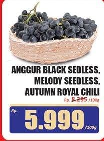 Promo Harga Anggur Black Seedless/Melody Seedless/Autumn Royal Chili  - Hari Hari
