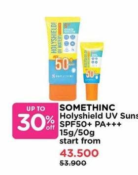 Promo Harga Somethinc Holyshield! UV Watery Sunscreen Gel SPF 50+ PA++++ 15 gr - Watsons