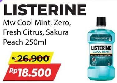 Promo Harga Listerine Mouthwash Antiseptic Cool Mint, Zero, Fresh Citrus, Sakura Peach 250 ml - Alfamart