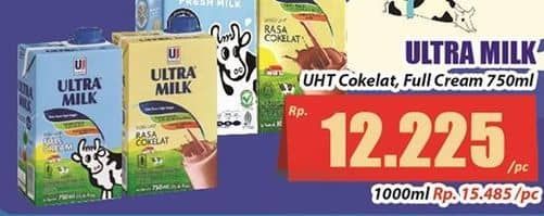 Promo Harga Ultra Milk Susu UHT Coklat, Full Cream 750 ml - Hari Hari