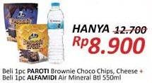 Promo Harga Alfamidi Air Mineral + Paroti Brownie Crust   - Alfamidi