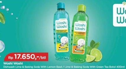 Promo Harga Woshi Woshi Dishwash  Green Tea, Lime Lemon Basil 400 ml - TIP TOP