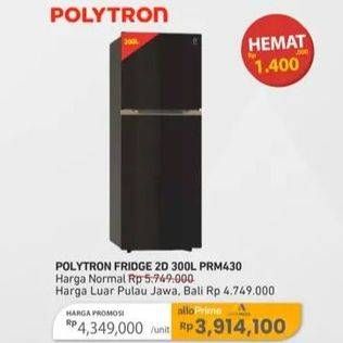 Promo Harga Polytron PRM 430X | Refrigerator 300 L  - Carrefour