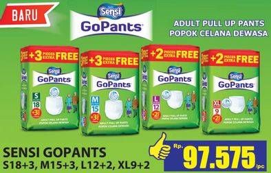 Promo Harga SENSI GoPants Adult Diapers S18+3, M15+3, L12+2, XL9+2  - Hari Hari