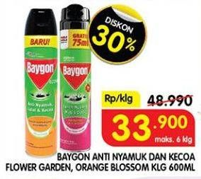 Promo Harga Baygon Insektisida Spray Flower Garden, Orange Blossom 600 ml - Superindo