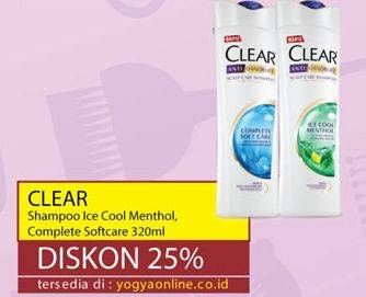 Promo Harga CLEAR Shampoo Ice Cool Menthol, Complete Soft Care 320 ml - Yogya