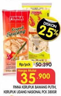 Promo Harga Finna Kerupuk Bawang Putih, Udang Nusantara Nasional 380 gr - Superindo