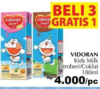 Promo Harga VIDORAN Xmart UHT Coklat, Strawberry 175 ml - Giant