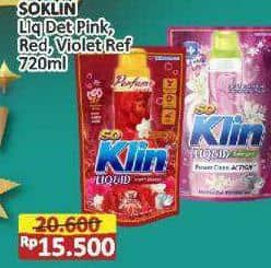 Promo Harga So Klin Liquid Detergent + Softergent Pink, + Anti Bacterial Red Perfume Collection, + Anti Bacterial Violet Blossom 750 ml - Alfamart