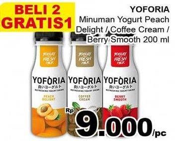 Promo Harga YOFORIA Yoghurt Peach Delight, Coffe Cream, Berry Smooth 200 ml - Giant