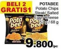 Promo Harga POTABEE Snack Potato Chips Salted Egg, Melted Cheese, Daging Sapi BBQ  - Giant