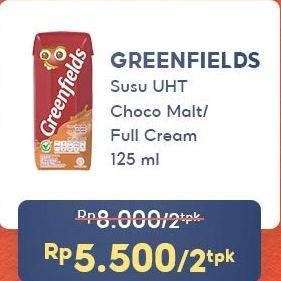 Promo Harga Greenfields UHT Choco Malt, Full Cream 125 ml - Indomaret