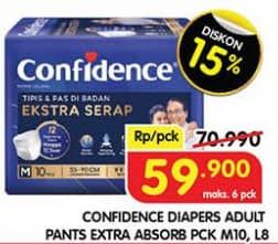 Promo Harga Confidence Adult Pants Slim & Fit Extra Absorb L8, M10 8 pcs - Superindo