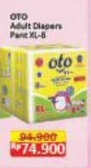 Promo Harga OTO Adult Diapers Pants XL8 8 pcs - Alfamart