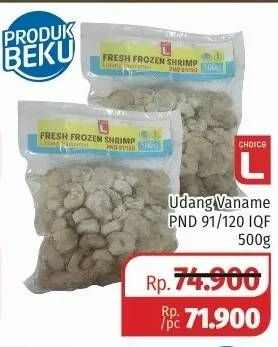 Promo Harga CHOICE L Udang PND 91/120 500 gr - Lotte Grosir