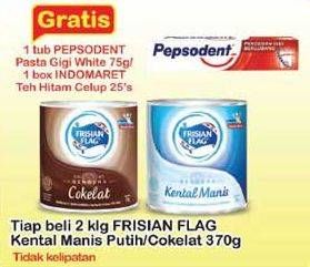 Promo Harga FRISIAN FLAG Susu Kental Manis Putih, Cokelat per 2 kaleng 370 gr - Indomaret