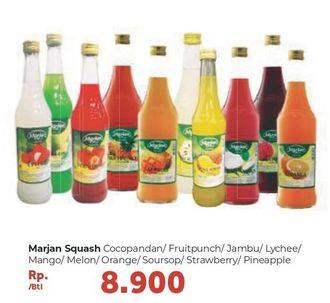 Promo Harga MARJAN Syrup Squash Coco Pandan, FruitPunch, Jambu, Leci, Mango, Melon, Orange, Sirsak, Strawberry, Nanas  - Carrefour