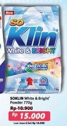 Promo Harga SO KLIN White & Bright Detergent 770 gr - Alfamart