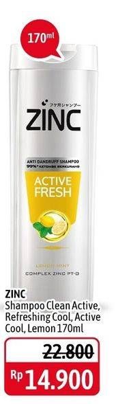 Promo Harga ZINC Shampoo Clean Active, Active Fresh Lemon, Men Active Cool, Refreshing Cool 170 ml - Alfamidi