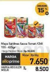 Promo Harga Maya Sardines Cabe / Chilli, Tomat / Tomato 155 gr - Carrefour