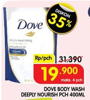 Promo Harga Dove Body Wash Deeply Nourishing 400 ml - Superindo