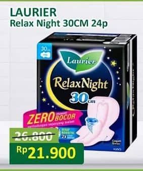 Promo Harga Laurier Relax Night 30cm 24 pcs - Alfamart