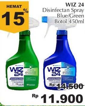 Promo Harga WIZ 24 Disinfecting Spray and Clean All Surface Clean, Fresh 450 ml - Giant