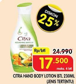 Promo Harga CITRA Hand & Body Lotion 230 ml - Superindo
