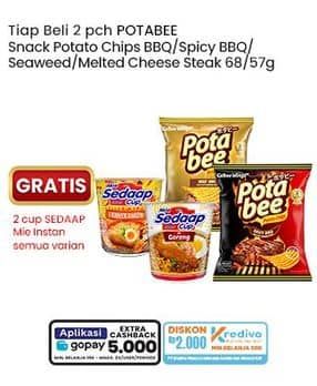 Promo Harga Potabee Snack Potato Chips BBQ Beef, Spicy BBQ, Grilled Seaweed, Melted Cheese 57 gr - Indomaret