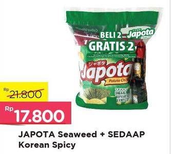 Promo Harga JAPOTA Potato Chips +  SEDAAP Korean Spicy  - Alfamart