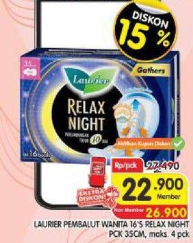 Promo Harga Laurier Relax Night Gathers 35cm 16 pcs - Superindo